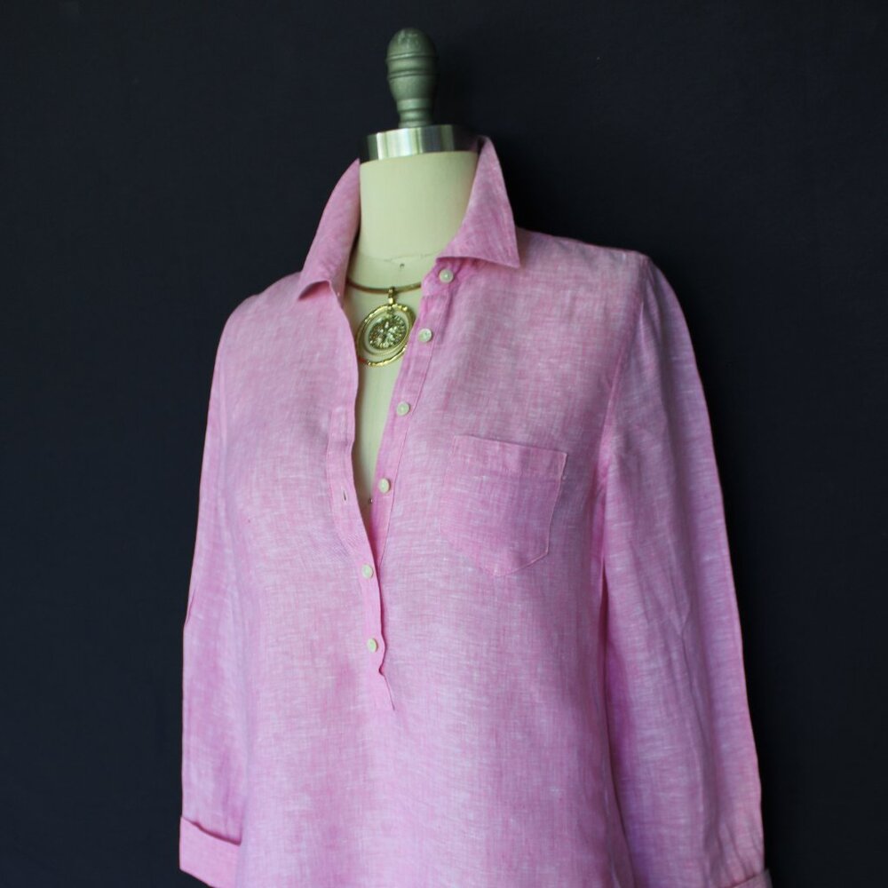 Lilly Pulitzer Sea View Marleigh Linen Button Down Shirt dress Top tunic blouse - Picture 5 of 9